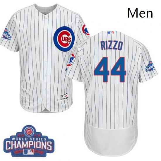 Mens Majestic Chicago Cubs 44 Anthony Rizzo White 2016 World Series Champions Flexbase Authentic Collection MLB Jersey